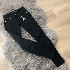 Authentic ROBIN’S JEANS w/ gold wings, black